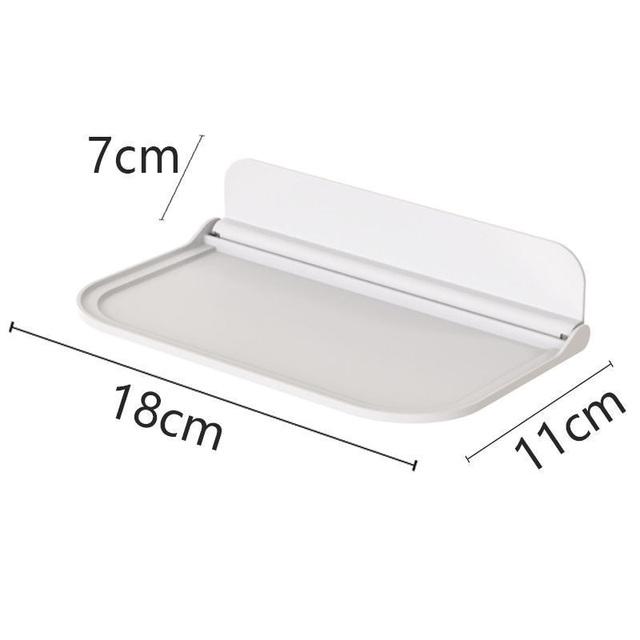 Foldable Wall Shelf Punch-Free Wall-mounted Plastic Floating Shelf Household Bathroom Toilet Towel Clothes Storage Rack