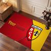 racing club de lens Custom Crystal Velvet Rug, Personalized Name Text Print, Football Logo Soft Non‑Slip Floor Mat Home Decor Gift