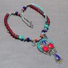 Coral Lapis lazuli Turquoise Necklace Tibetan Cabochon Nepali Jewelry 18" NA 820