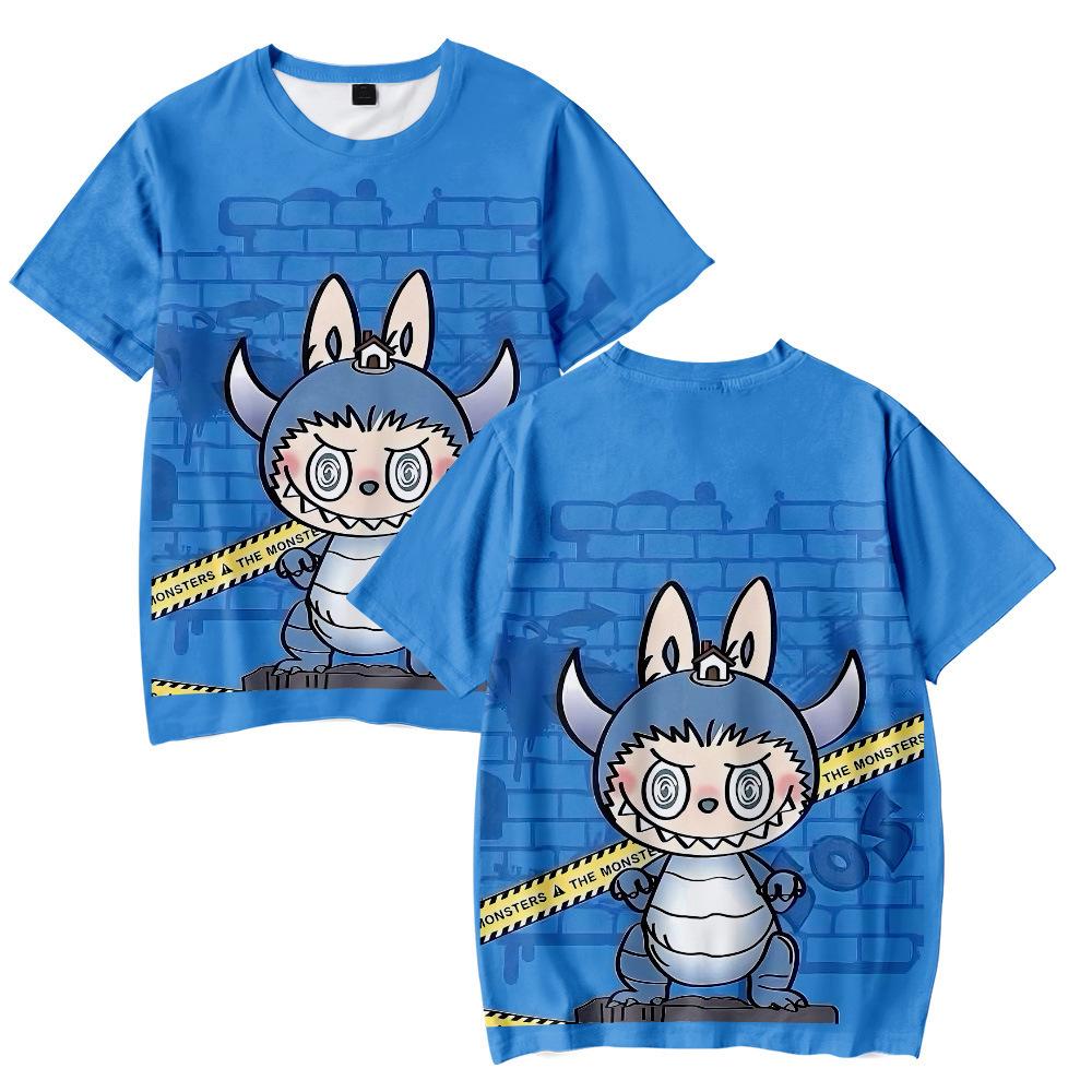 8 цветов Женская Мужская Повседневная Футболка LABUBU Принт Футболка Летняя Женская Мужская Одежда Модные Футболки