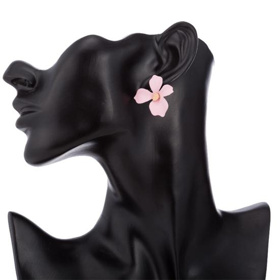 1 пара женских сережек-гвоздиков в форме цветка, гладких лепестков, украшения для ушей, ювелирные изделия для леди