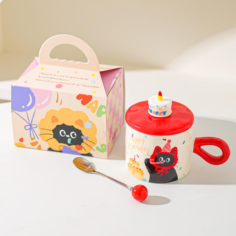 Милая мультяшная кошка керамическая кружка пара чашка для воды подарочная коробка высокой ценности сувенир подарок на день рождения чашка для завтрака