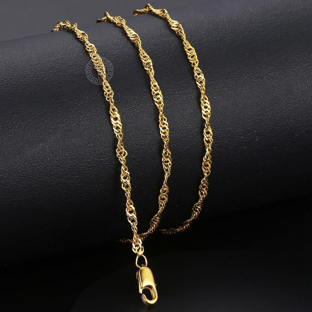 Gold Chain For Men Women Wheat Figaro Rope Cuban Link Chain Gold Filled Stainless Steel Necklaces Male Jewelry Gift