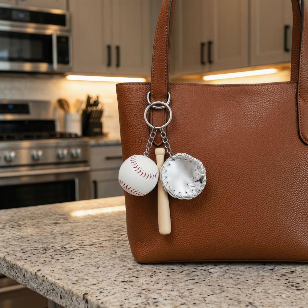 PU Leather Bag Hanging Personalized Baseball Pendant Funny Car Key Ring Sporty Accessories