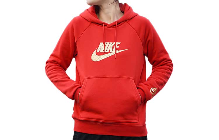 Nike Sweatshirts Women's Red Hooded Moderate Regular DH1398-650