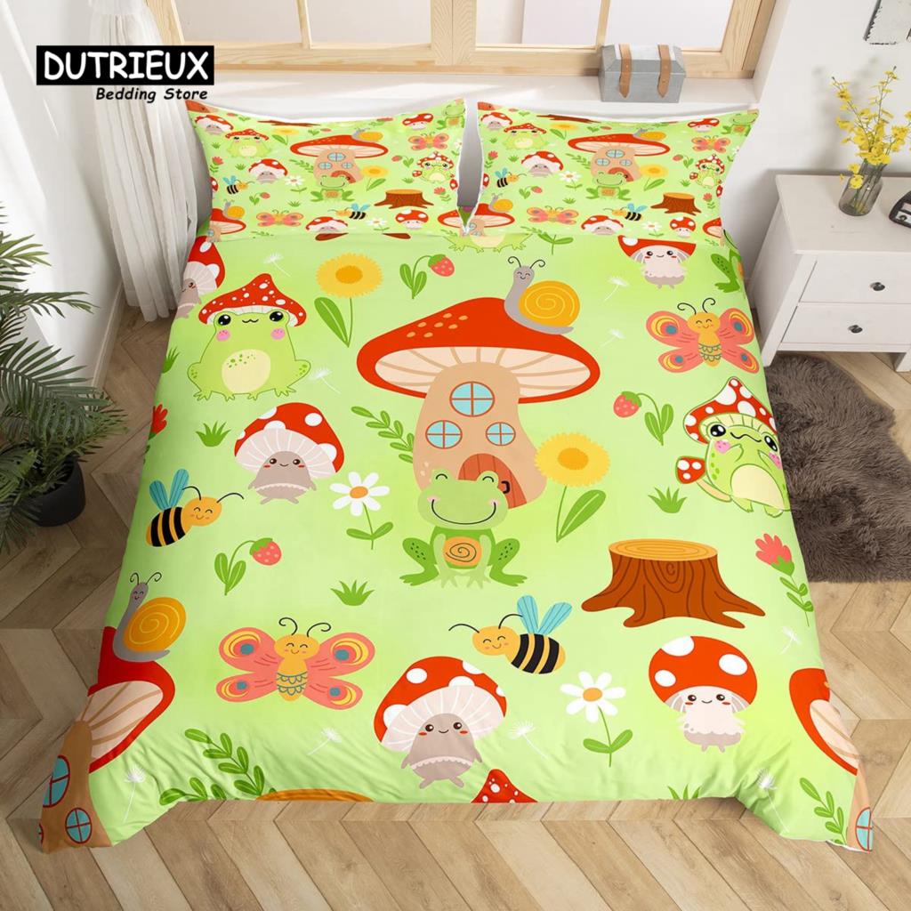 Комплект постельного белья Kawaii Bear Twin King Size с мультяшными животными Комплект постельного белья из полиэстера с парашютом Blue Sky White Cloud