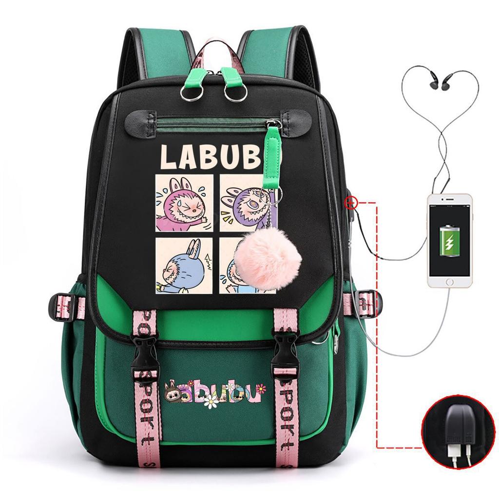 Милый рюкзак с мультяшным принтом LABUBU для учеников средней школы, вместительная школьная сумка в стиле инс