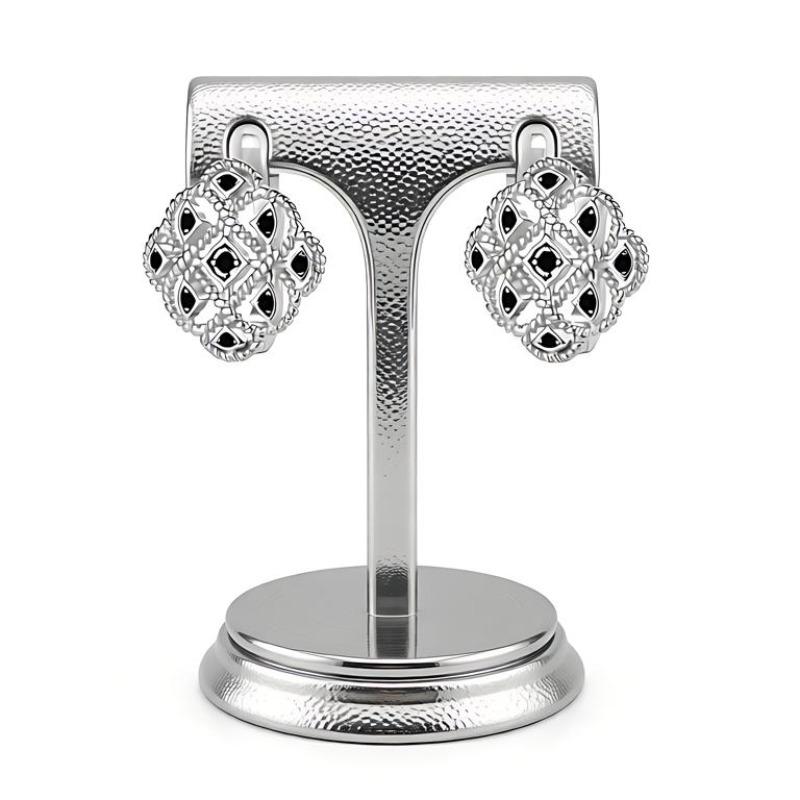 Black Awn Украшения Черные Полые Украшения Черный Камень Серьги-кольца