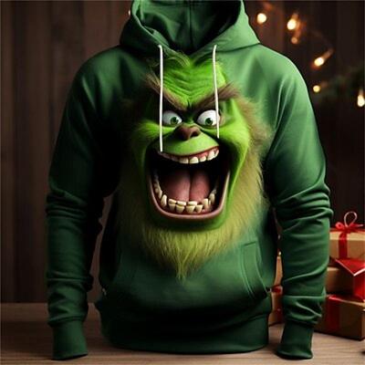 Мужская модная толстовка с 3D принтом и рисунком эльфа, спортивные праздничные толстовки с длинными рукавами и капюшоном с принтом переднего кармана, толстовка с капюшоном