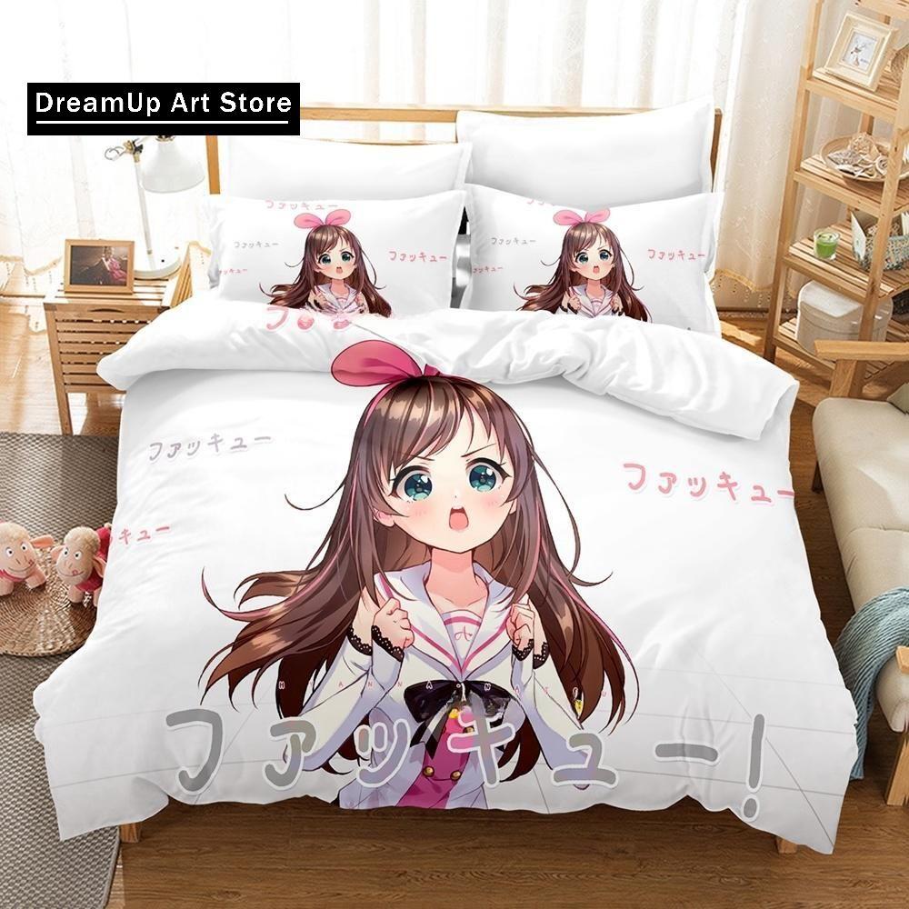 3D-печать аниме Kawaii Girls Kizuna AI Постельное белье Single Twin Full Queen King Size Bed Set Adult Kid Bedroom Duvet cover Sets