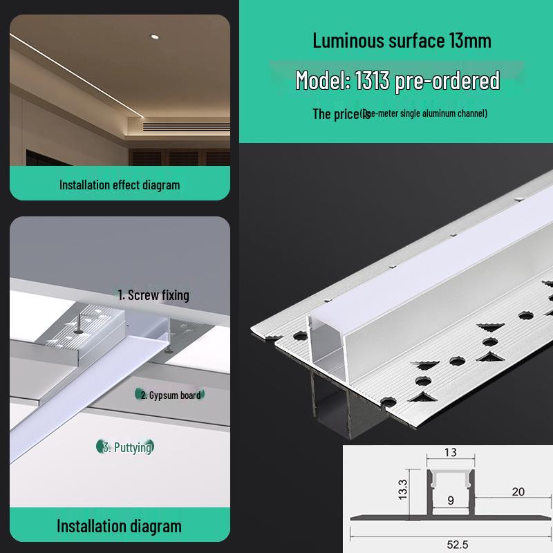 Seamless Linear Recessed LED Light Channel - Aluminum Strip Slot Design