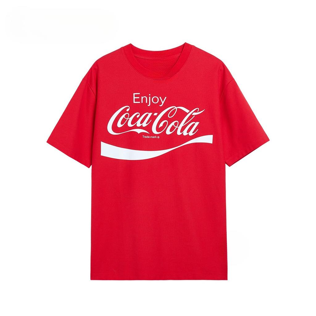 Модный Повседневный Красный Футболка с Логотипом Буквой Coke Роскошный Бренд Мужская и Женская Верх