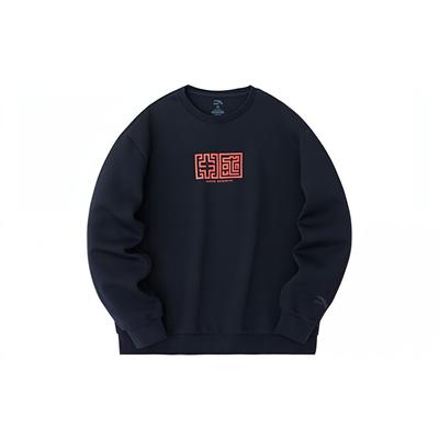 Anta Lifestyle Series однотонный круглый вырез свитер свободный свитшот унисекс свитшот черный 972338710-2