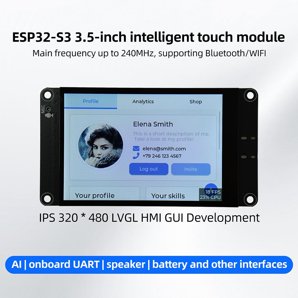ESP32-S3 Development Board 3.5 inch Smart Display WiFi Bluetooth Touch Screen with Microphone Speaker for AI Voice Chat Arduino