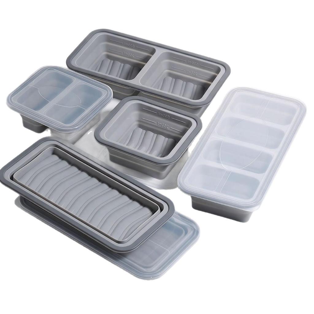 Portable Silicone Foldable Lunch Box - Fresh-Keeping, Classified Storage for Outdoor Picnics