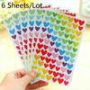 6 листов/партия, красочные точки, любовь, сердце, звезды, забавные украшения для скрапбукинга, дневника, Escolar
