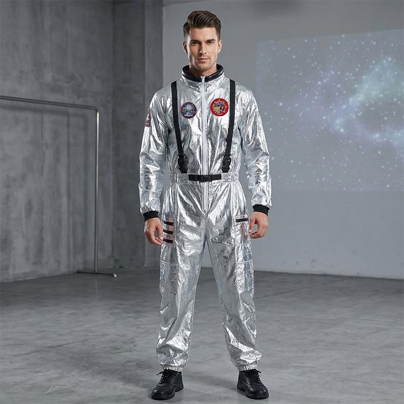 Halloween Astronaut Costume Jumpsuit Cosplay Outfit Space Suit Carnival Party Space-themed Performance Costume Bodysuit Outfit