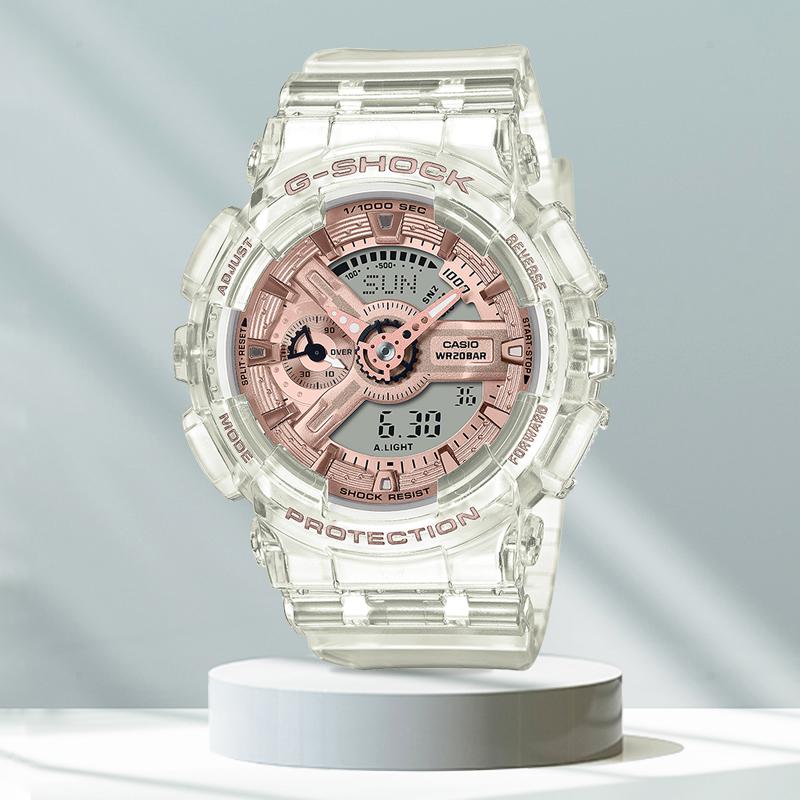Casio Женские часы с двойным дисплеем (жидкокристаллический/аналоговый) Серия Gold GMA-S110SR-7APR