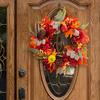 Artificial Fall Wreath 18 Inch Autumn Front Door Wreath with Sunflower Pumpkin Berries Pine