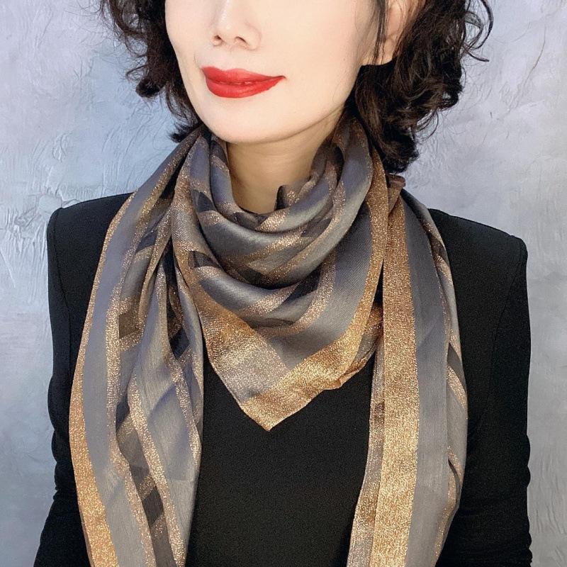 Корейский стиль, новый стиль, квадратный шарф с магнитной кнопкой из золотой проволоки, темпераментный шелковый шарф, ленивый шарф, модный и универсальный