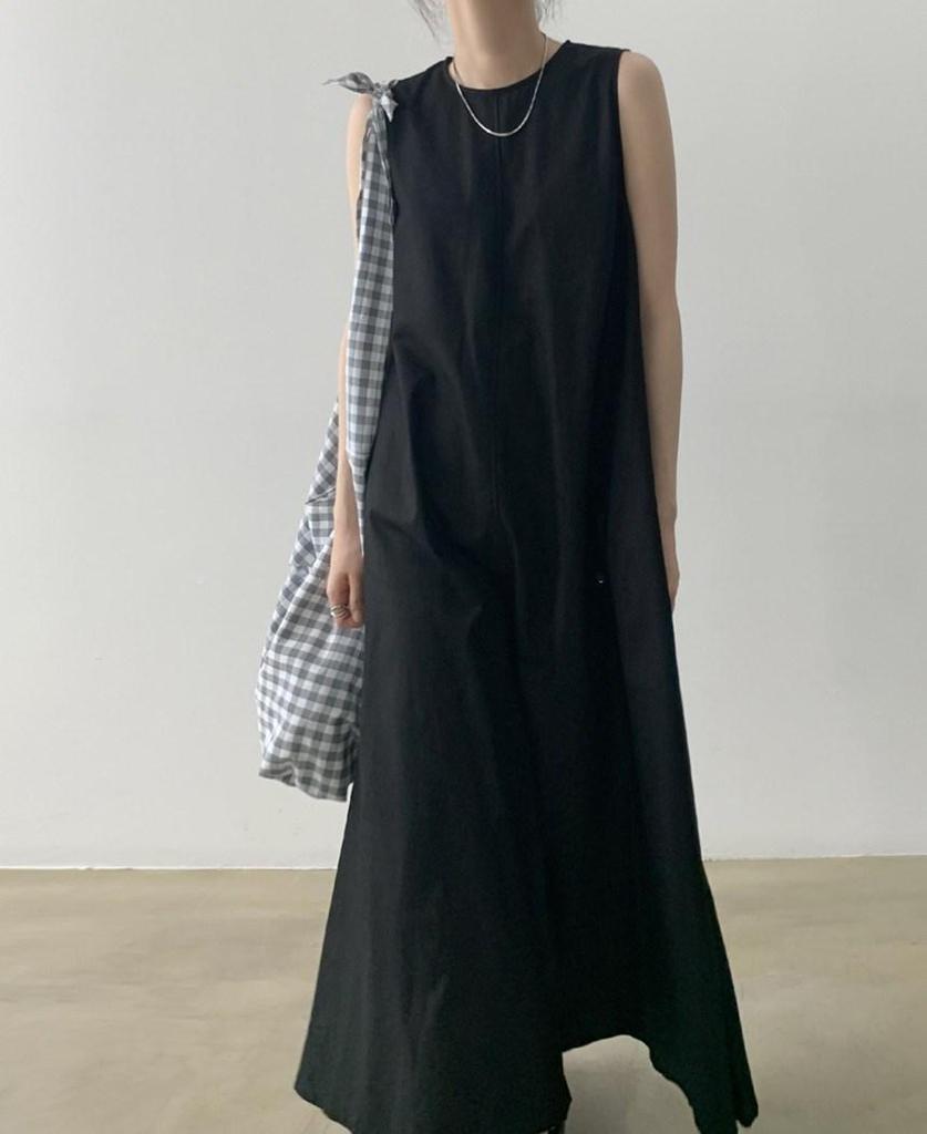 Корейский шик тыквенного цвета платье-свинг без рукавов из хлопка и льна