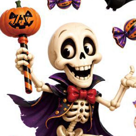 Translucent Halloween Window Cling 2 Sheets Clings, Cartoon Skeleton Static Stickers, Funny Stickers Ghosts Bats Pumpkins for Glass Doors Windows