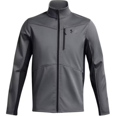Ветрозащитная теплая куртка ColdGear на молнии со стойкой воротником, мужская, серая, 1321438-015