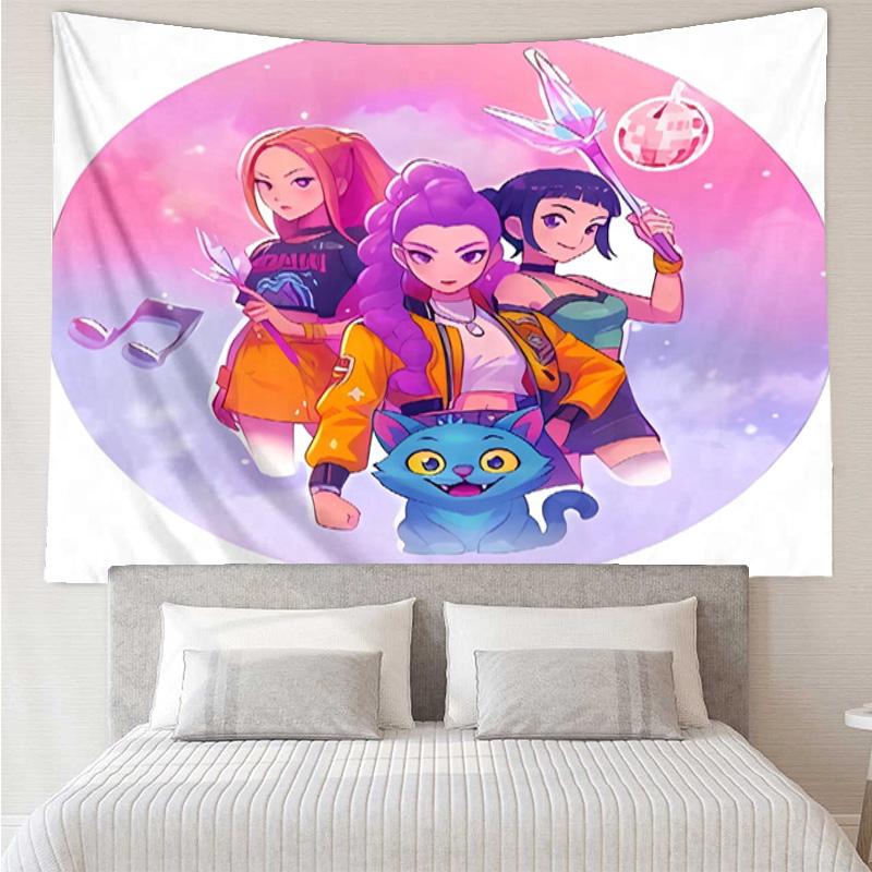 Kpop Hunter7 Tapestry for Bedroom Aesthetic Classroom Tapestries Wall Hanging for Living Room Dorm Office,Ideal Creative Gift