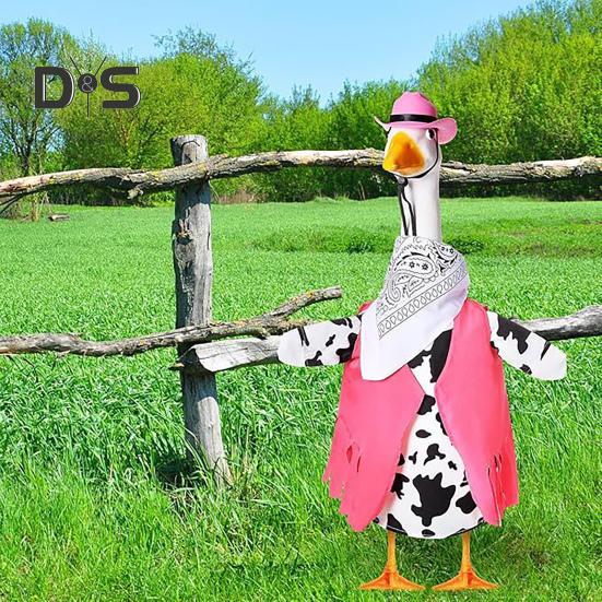 Костюм ковбоя для крыльца гуся, ковбойская шляпа в стиле вестерн с банданой, праздничный костюм гуся для 23-дюймовой/17-дюймовой цементной статуи гуся