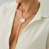 Gold Y-shaped Necklace Metal Beads Clavicle Chain Retro Flower Necklace Gift