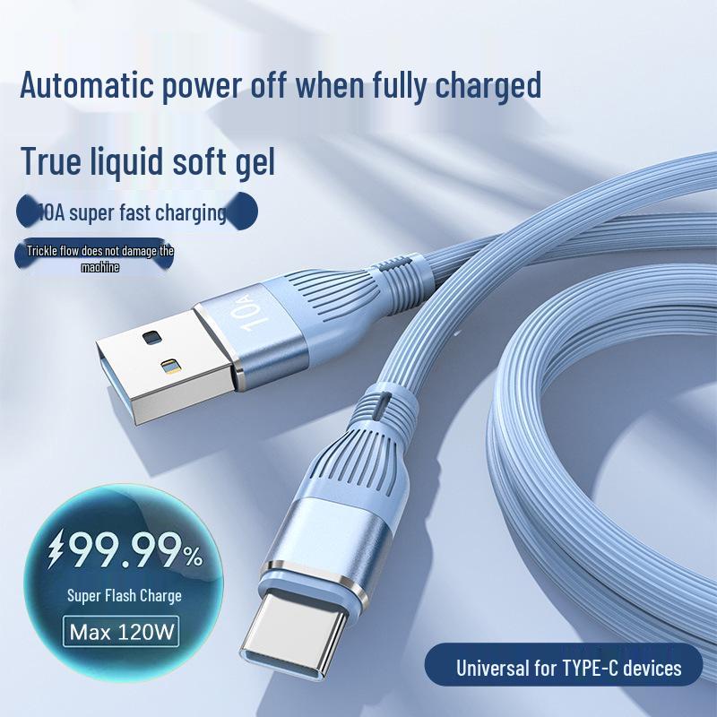 120W Type-C Super Fast Charging Cable, 10A - Compatible with Huawei, Honor, Xiaomi, OPPO Phones for Flash Charging.
