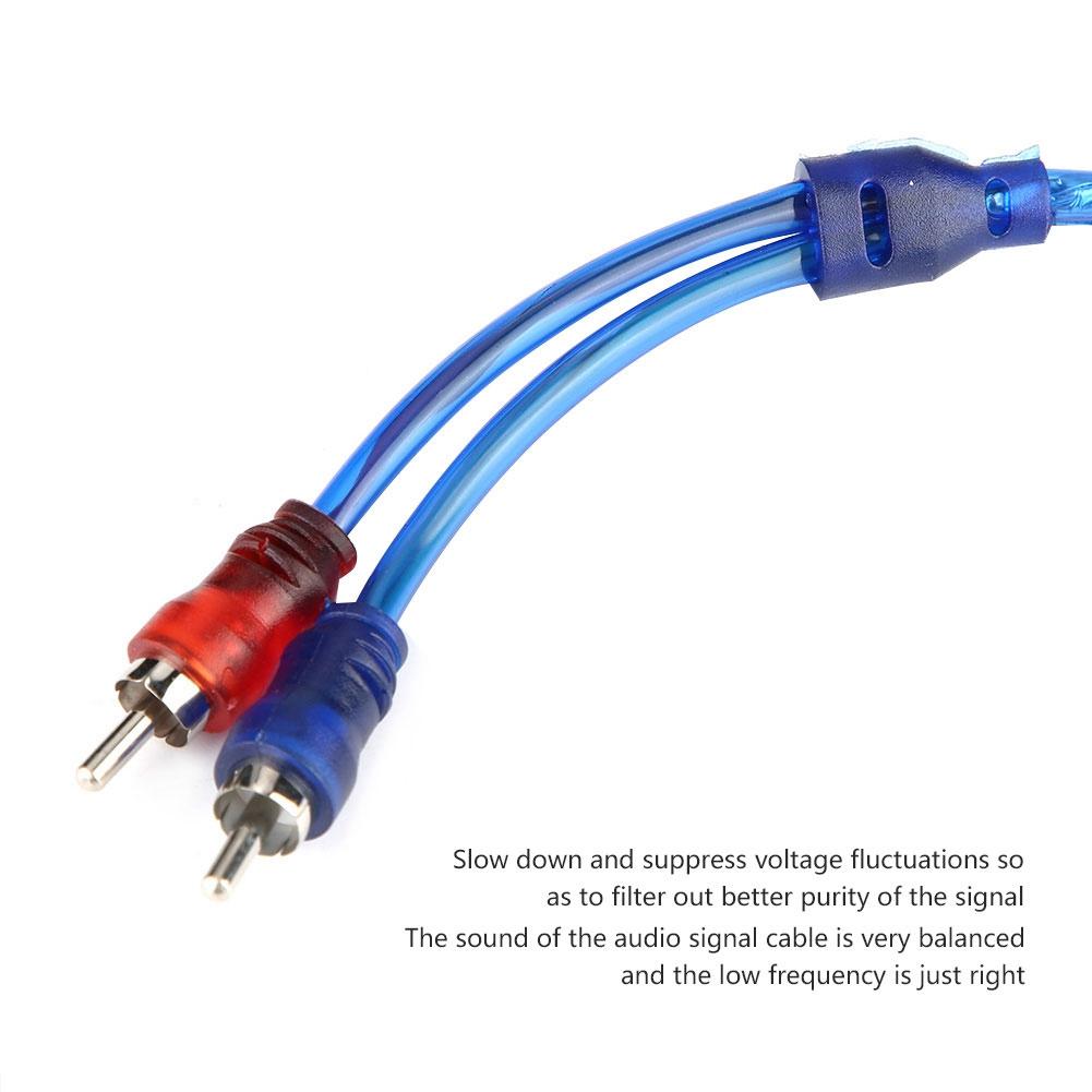 5 Meter AUTO Car Blue Transparent RCA Audio Interconnect Cable Ultra Flexible