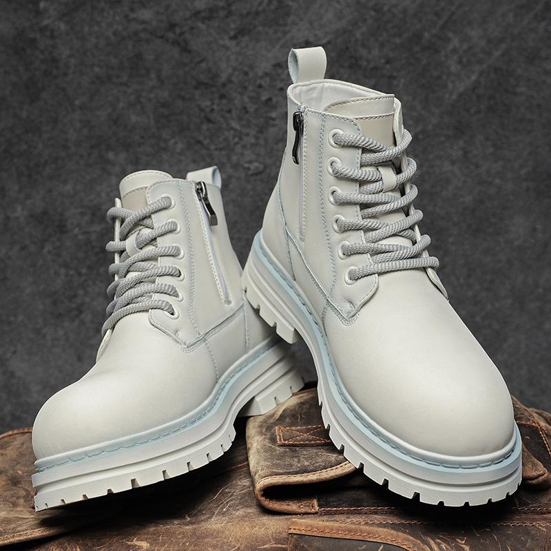 Martin boots leather thick-soled rhubarb boots women's outdoor casual tooling boots men's boots high-top velvet cotton shoes