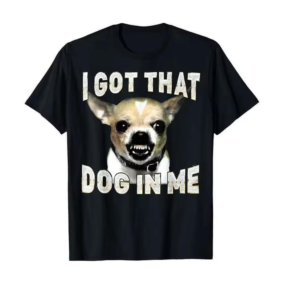 Z Trend Meme Slogan Oversized T-shirt Cartoon Mad Dog Graphic Neutral Daily Cotton Tshirt
