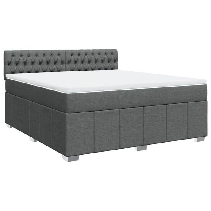 Maison Exclusive - Sommier à lattes de lit avec matelas Gris foncé 180x200cm Tissu