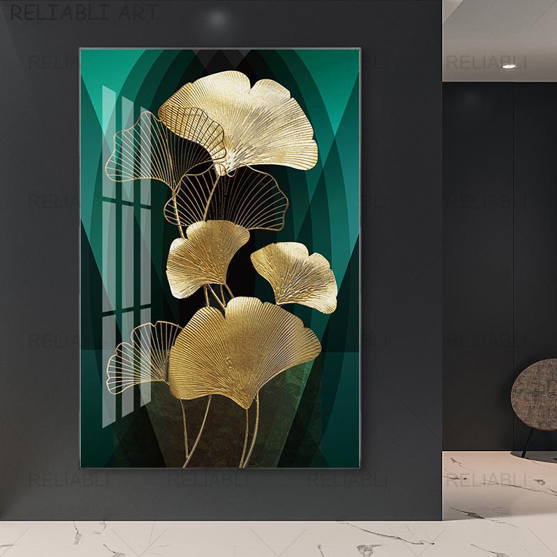 Абстрактные красочные принты с листьями гинкго билоба, современная картина на холсте, HD настенный художественный постер для гостиной, галереи, украшение для дома