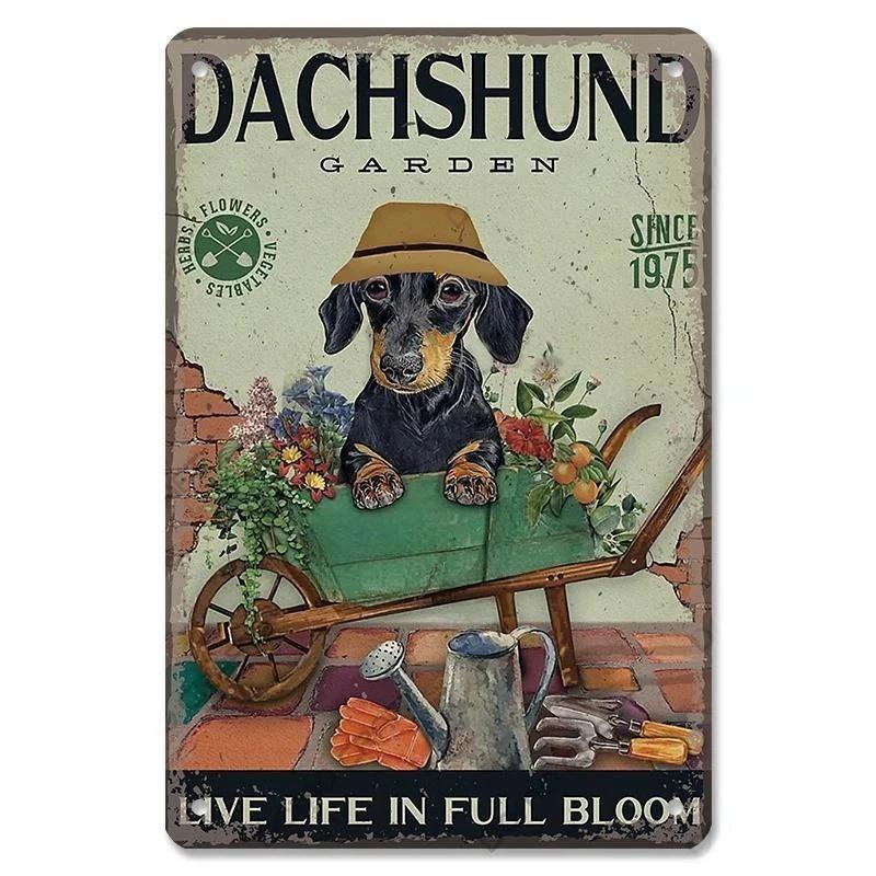Винтажный милый постер с изображением домашних собак, металлические жестяные знаки, такса, бульдог, металлическая табличка для сада, кофейни, кухни, домашнего декора на стену
