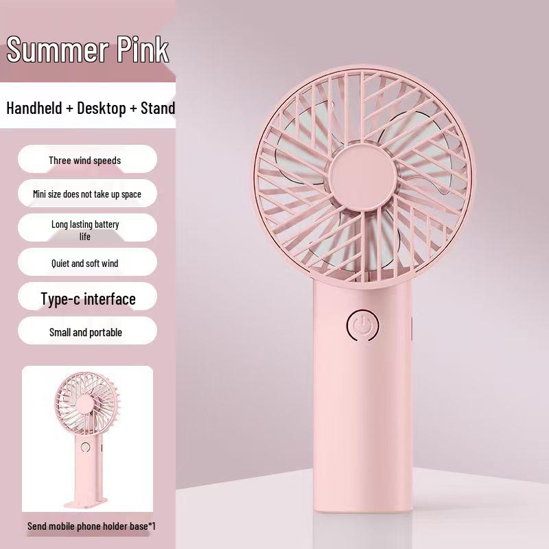 USB Rechargeable Portable Mini Handheld Fan with Phone Holder