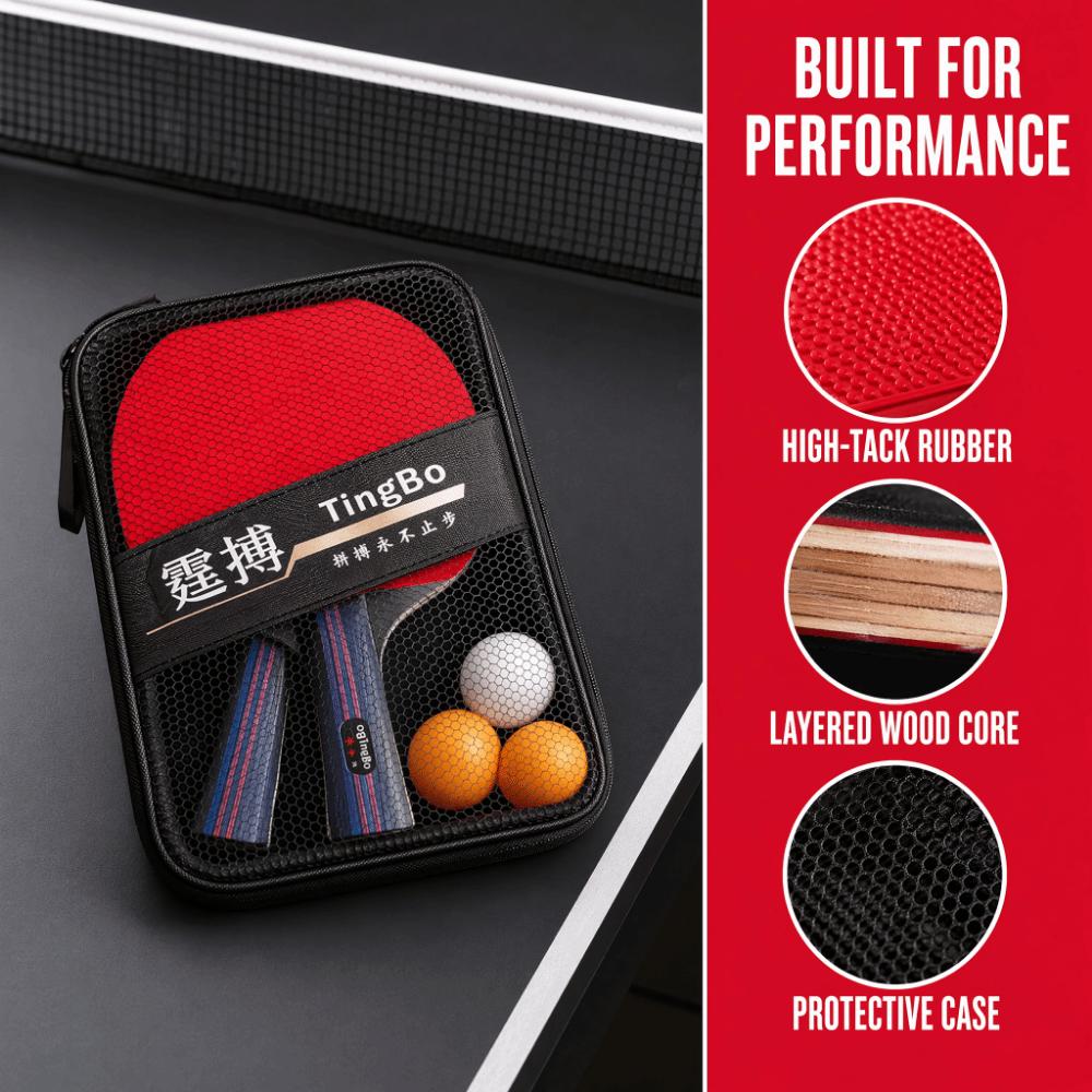 6PCS Poplar Wood Table Tennis Paddle Set Dual Rackets Table Tennis Rackets Beginner Training
