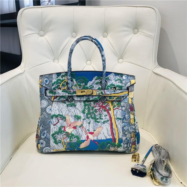 Новая модель 2025 года, окрашенная сумка, женская сумка из натуральной кожи первого слоя, портативная сумка через плечо, персонализированный узор с животными