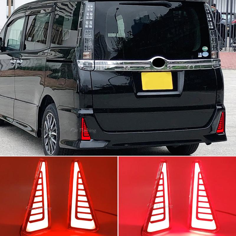 Car LED Rear Fog Lamp Bumper Light Auto Brake+Daylight+Turn Signals Dancing Brake light For Toyota NOAH VOXY 80 Series