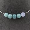 Stones and Minerals. 5-pearl Aquamarine 8mm Necklace. Stainless Steel Chain Necklace Women Men. Customizable Size.
