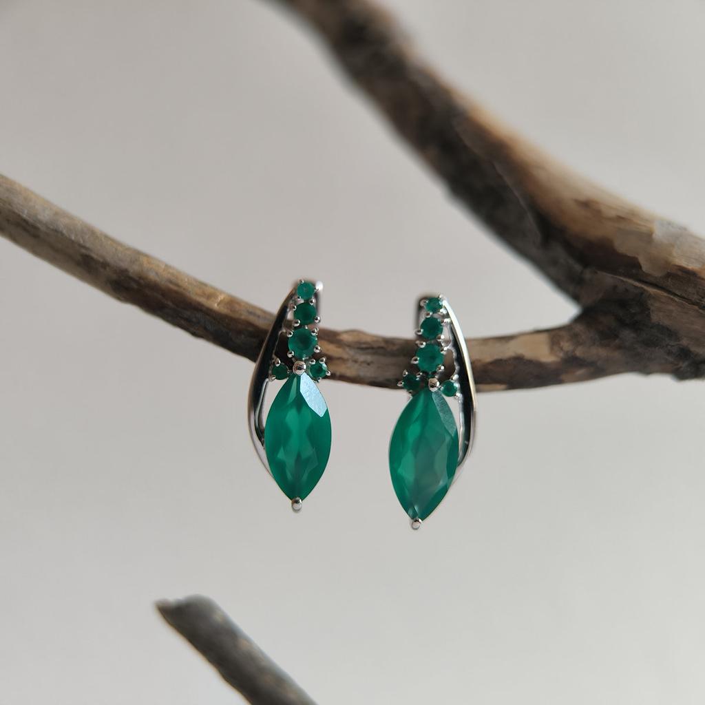 Серебряные серьги с натуральным агатом 3.208ct (2215103)