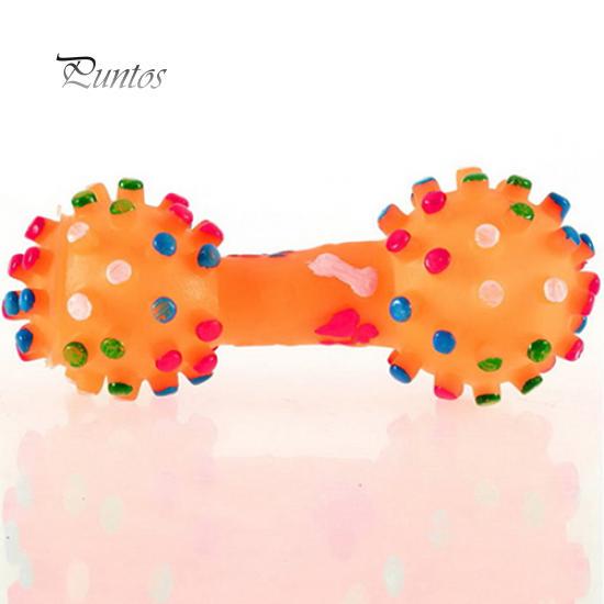 Pet Puppy Sound Polka Dot Squeaky Rubber DumbBone Жевательная игрушка