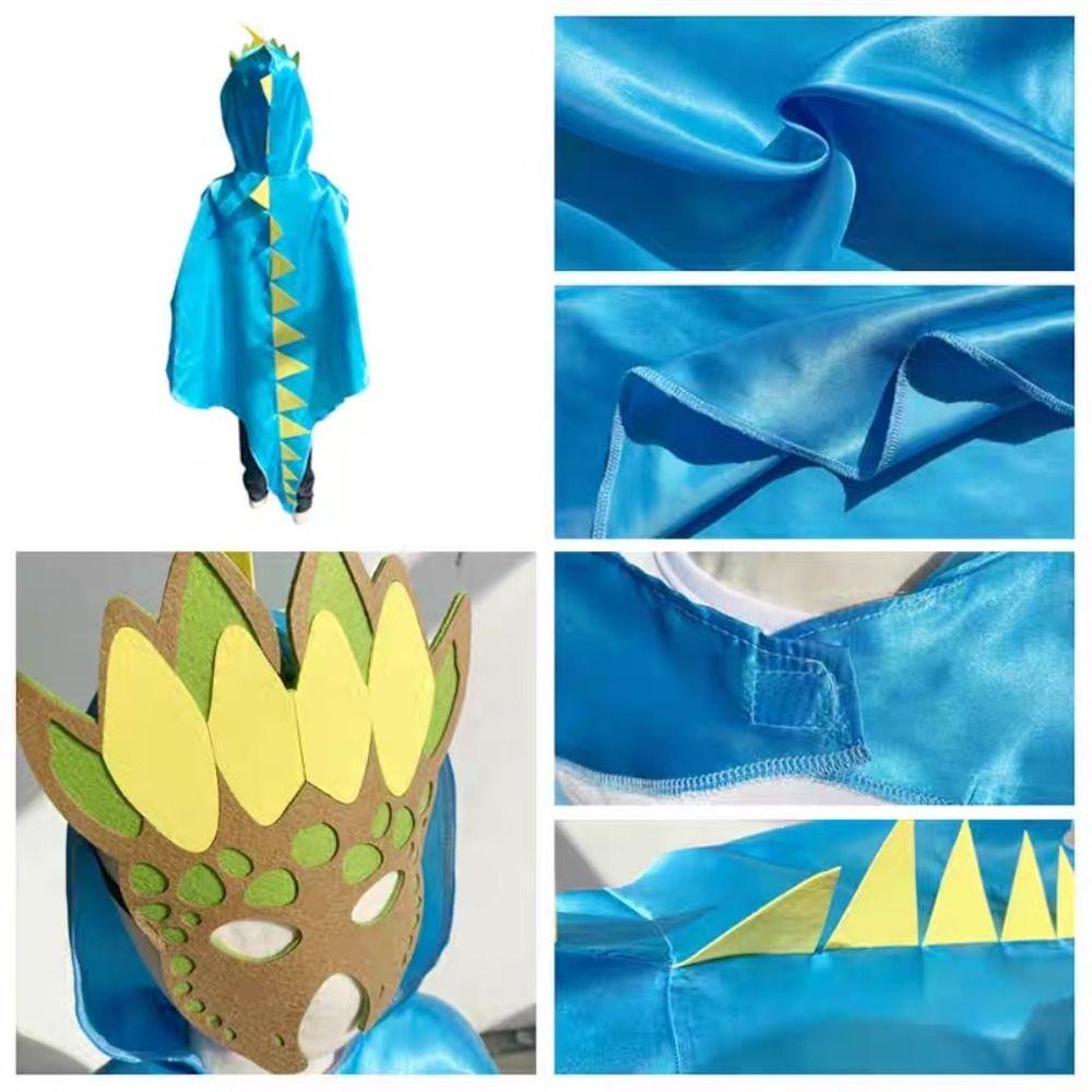 Плащ с капюшоном Костюм на Хэллоуин Детский Костюм Перчатки Костюм Динозавра Маскарадный Плащ Дракона Мальчики Девочки