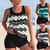 Summer Fashion Design Women's Bikini Two Piece Blue White Wave Printed Swimsuit Tankini and Sports Beachwear S-6XL
