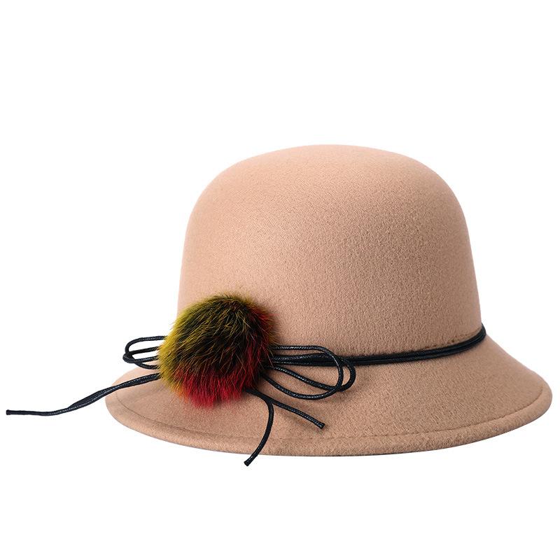 New spring fashion warm top hat, street cold imitation woolen pot hat flower women's hat