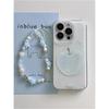 White Crystal Apple Suitable for Apple 16 Mobile Phone Case IMD with Lanyard Iphone15promax Protective Case Gloss Oil