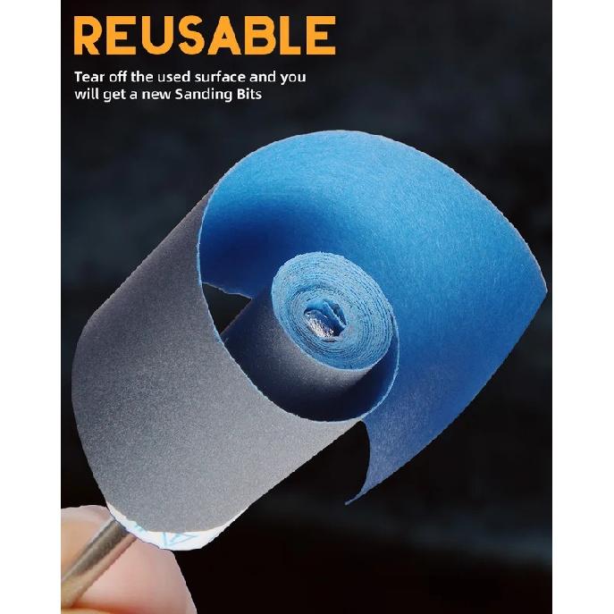 Sanding Drums Set for Dremel Rotary Tool 1/8" Shank Sandpaper Sticks 180-2000 Grits Metal Rust Removal Stone Grinding Polishing
