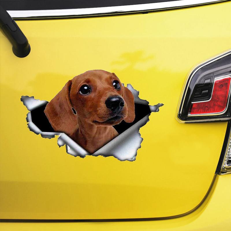 S40474 # металлические рваные наклейки для собак таксы на автомобиль, забавная виниловая наклейка, водонепроницаемое украшение для заднего окна автомобиля, наклейка